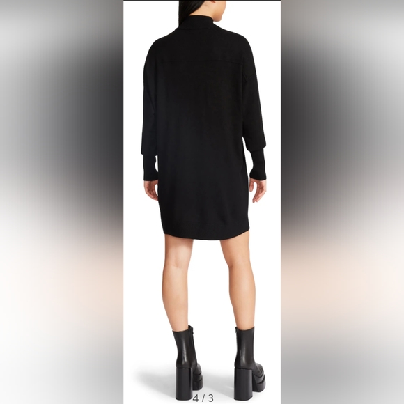 STEVE MADDEN Rosie Mock Neck Long Sleeve Sweater Dress Black Large 10-12 NWT - Picture 2 of 10
